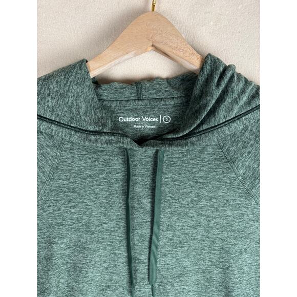 Outdoor Voices Small Women's All Day Pullover Olive Green Cloud Knit Hoodie - Picture 5 of 9